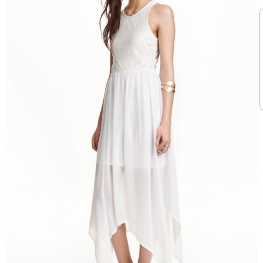 H&M white Asymmetrical dress, size 8.